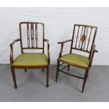 Two mahogany open armchairs (2)