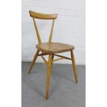 Vintage /Ercol stick back chair with blue badge logo, 77 x 40cm