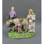 19th century Staffordshire Flight from Egypt, figure group, restored with losses, 24cm high