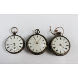 Two 19th century silver pair cased pocket watches and another (3)