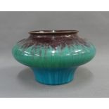 Pilkingtons Royal Lancastrian blue and green bowl, with a streaked glaze, impressed factory