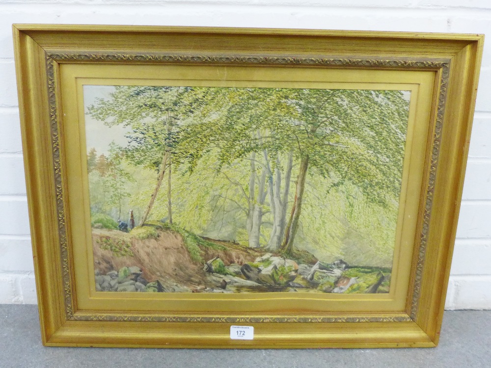 Dalglish, Woodland Scene with figures, watercolour, singed and dated 1878, framed under glass, 48 - Image 2 of 2