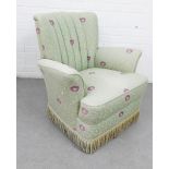 Floral upholstered bedroom chair, 76 x 76cm