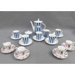 Rosenthal Funktrum pattern coffee set and a Queens china Playing Card pattern coffee cups and