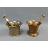 Two bronze mortar and pestle, (2)