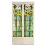 In the Art Nouveau StyleA Pair of "Pond Lily" Leaded Glass Doors, probably American, 20th century