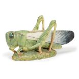 Delphin Massier (French, 1836-1907)A Majolica Grasshopper-Form Jardinière, France, late 19th century