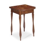French SchoolA Folding Writing Table, circa 1900 Mahogany, various wood marquetry, gilt-embossed