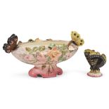Delphin Massier (French, 1836-1907)A Majolica Butterfly Centerpiece Bowl, France, late 19th