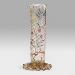 Émile Gallé (French, 1846-1904)A Small Bud Vase, France, circa 1890 Enameled and gilt glass Signed