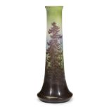 Émile Gallé (French, 1846-1904)A Tall "Wooded Landscape" Vase, France, circa 1910 Acid-etched