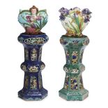 Delphin Massier (French, 1836-1907)A Pair of Large Majolica Jardinières, France, late 19th century