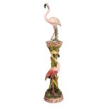 Delphin Massier (French, 1836-1907)A Majolica Flamingo Pedestal, France, late 19th century