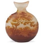 Émile Gallé (French, 1846-1904)A Scenic Landscape Vase, France, circa 1900 With eye-cut top Overlaid