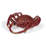 Portuguese SchoolA Majolica Palissy Style Spider Crab Lidded Dish, circa 1900 Stamped: "Portugal"