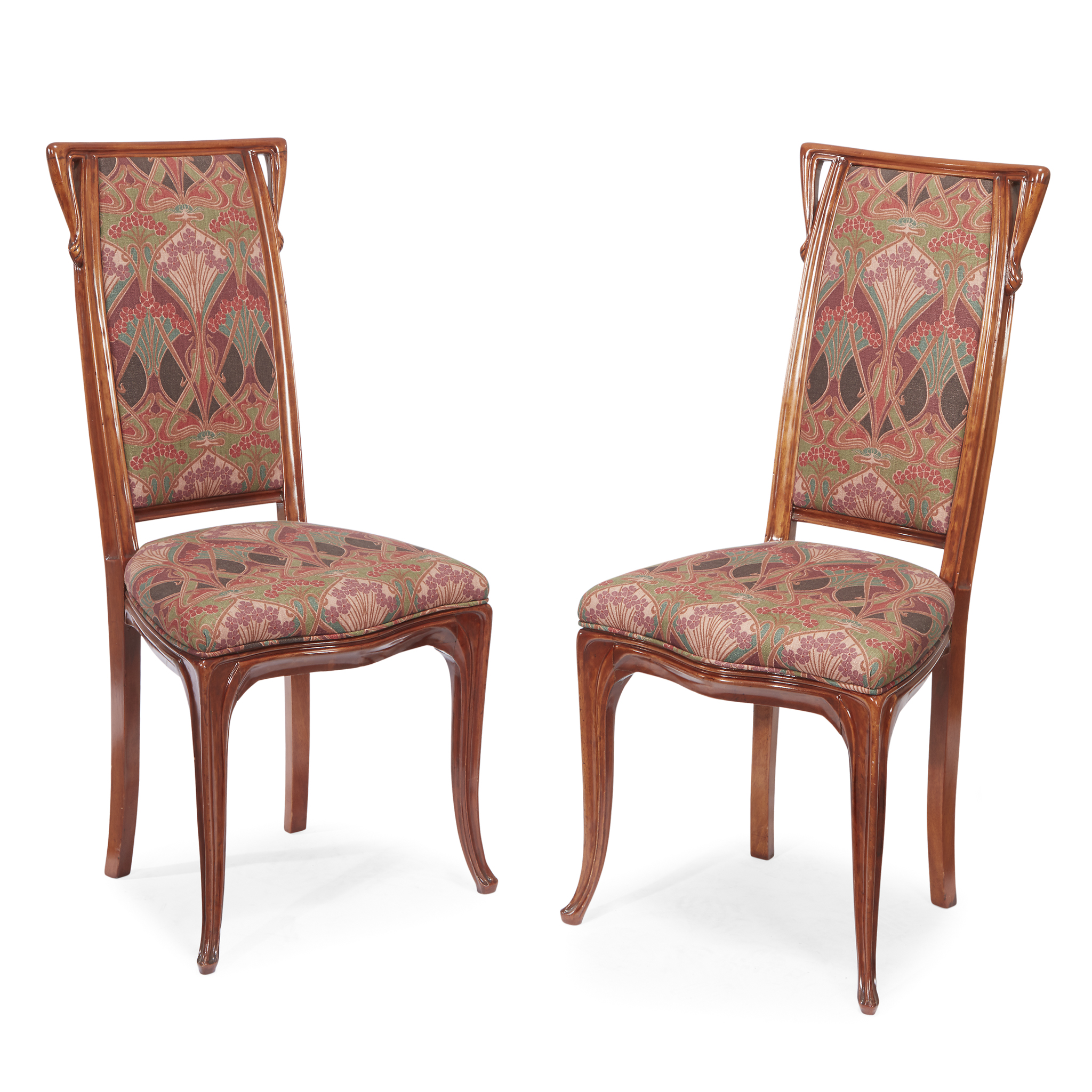 Louis Majorelle (French, 1859-1926)A Pair of Side Chairs, France, circa 1900 Carved walnut,