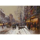 Édouard Léon Cortès (French, 1882–1969) Boulevard Saint Denis sous la Neige Signed 'EDOUARD [sic]