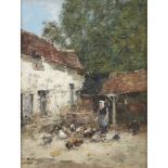 Eugène Boudin (French, 1824–1898) La Provende des Poules Signed, located and dated 'E. Boudin/