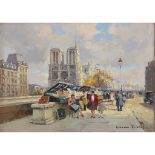 Édouard Léon Cortès (French, 1882–1969) Les Bouquinistes, Boulevard Saint-Michel Signed 'EDOUARD [