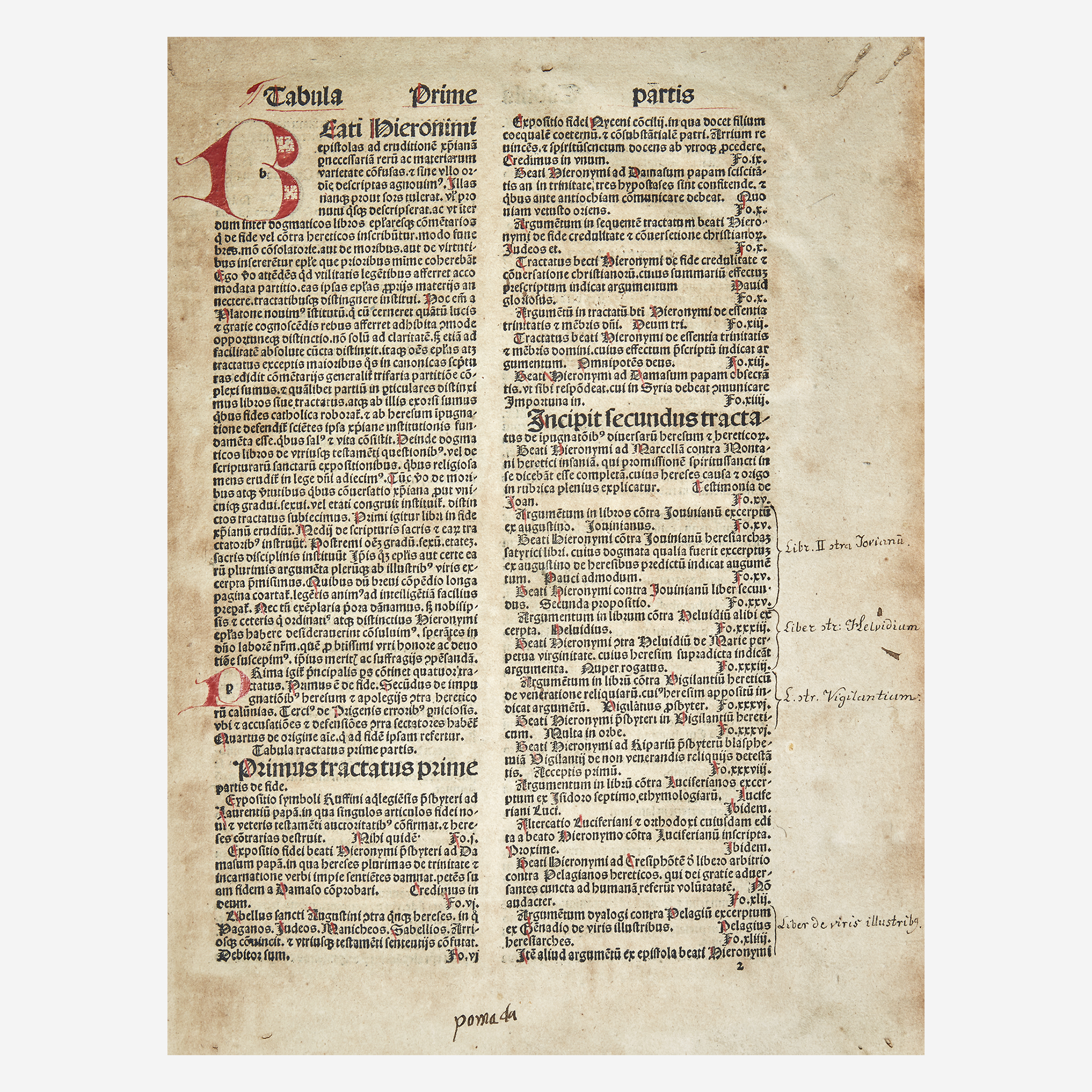[Incunabula] Hieronymi (St. Jerome), Epistolarum beati Hieronymi presbyteri omnes partes uno volumin - Image 3 of 4