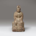 A Chinese carved white marble seated Daoist female deity, Song dynasty or earlier