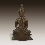 A Thai bronze seated Buddha, Late Ayutthaya period, 17th/18th century