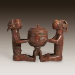 A Luba style dual cup bearer, Democratic Republic of Congo