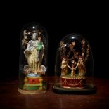 Two santibelli depicting the Holy Family and God the Father, French or Italian, 19th century