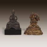 A Thai bronze figure of an ascetic Buddha and a rare Rattanakosin period gilt lacquered bronze ascet
