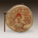 A Plains painted hide pictorial hand drum, Late 19th century
