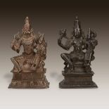 A South Indian bronze image of Shiva and Parvati and a South Indian bronze image of Narasimha and Co