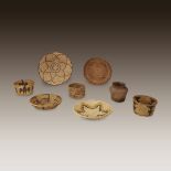 A group of eight small American Indian woven baskets and trays, Apache, Pima/Papago, California, and