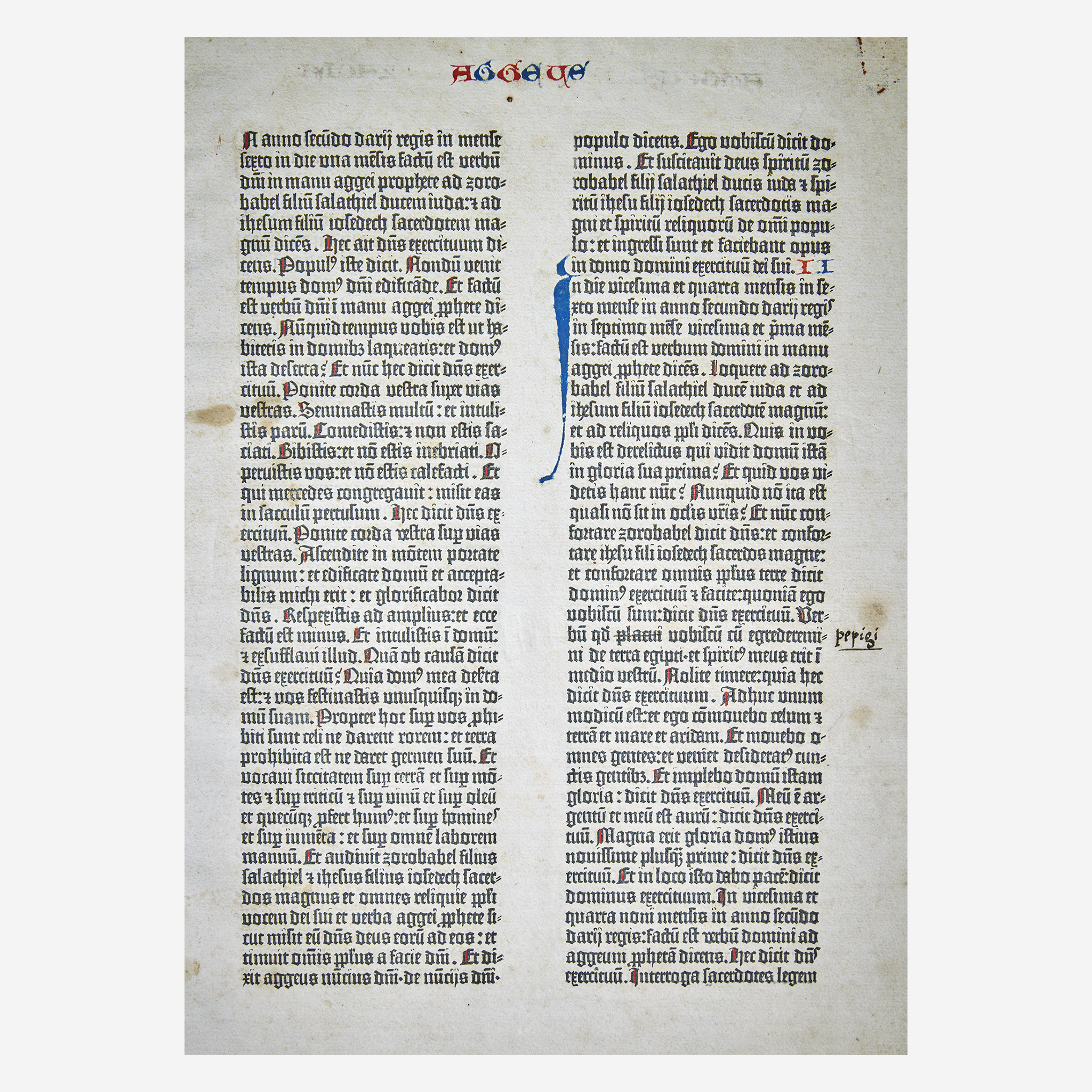 [Incunabula] Gutenberg, Johann (printer), Leaf From the Gutenberg Bible