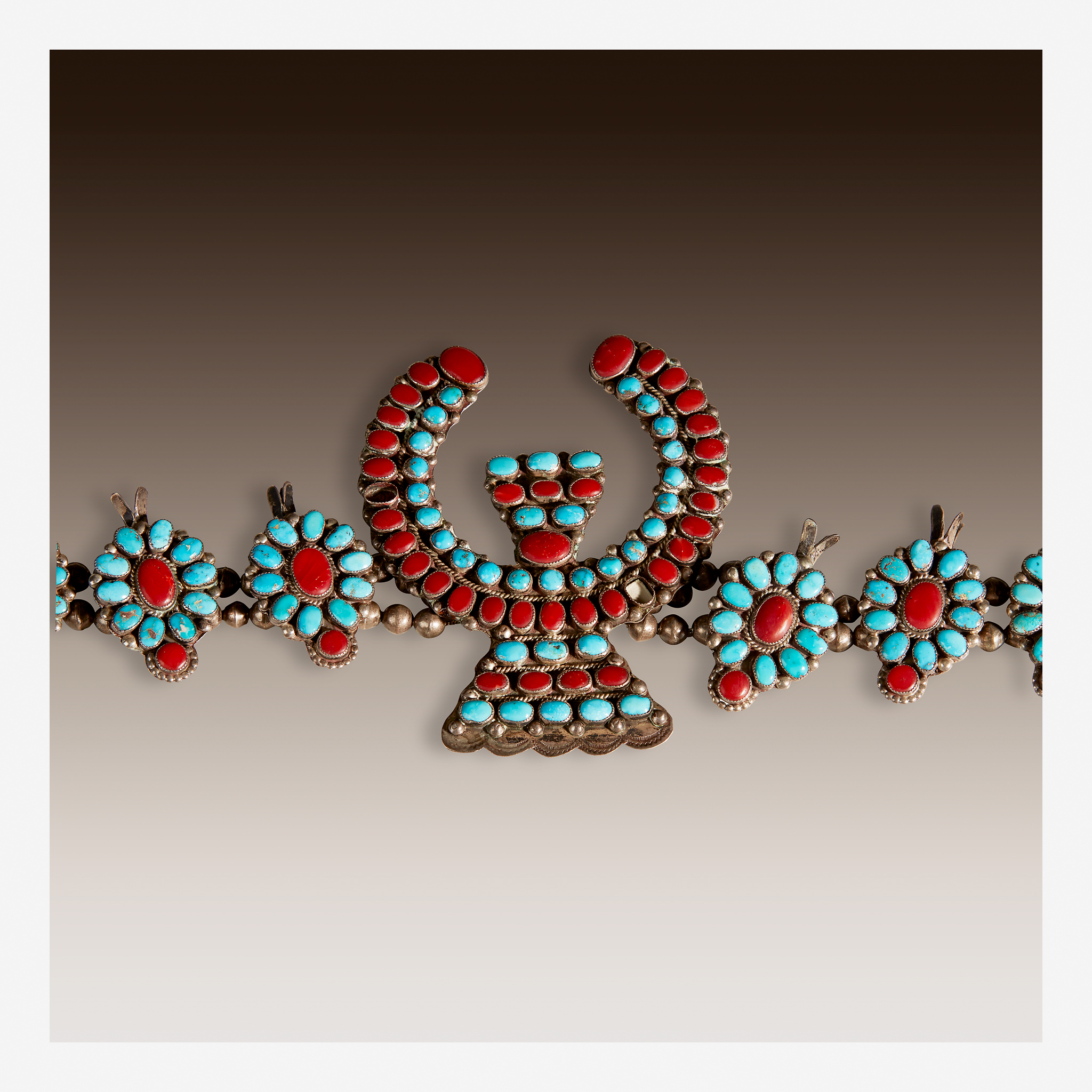 Three Navajo silver and turquoise Squash blossom necklaces, 20th century - Image 5 of 5