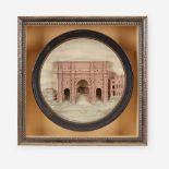 A framed Grand Tour polychrome terracotta plaque of the Arch of Constantine, Johann Maresch, Germany