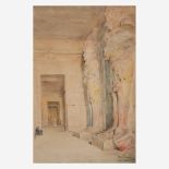 Henry Bacon (American, 1839–1912), Abu Simbel Temples; with a Preliminary Sketch verso