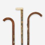 Two alpine hiking canes, Various dates late 19th/early 20th century