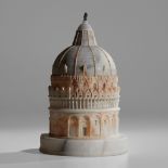 An Italian Grand Tour alabaster model of the San Giovanni Baptistry, Pisa, circa 1870s