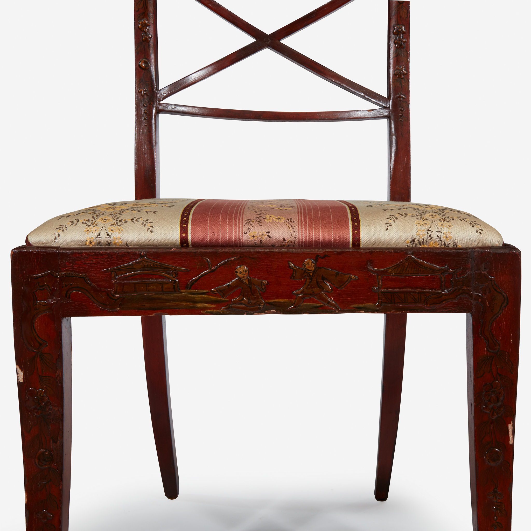 Three Regency chinoiserie red lacquer side chairs, First quarter 19th century - Image 5 of 7