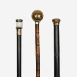 A group of three ladies' walking sticks, Various dates late 19th/early 20th century