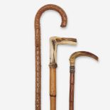 A group of three weaponized canes, Various dates 19th/early 20th century