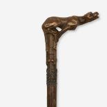 An Austrian bronze, patinated bronze, and faux bamboo cane, First half 20th century