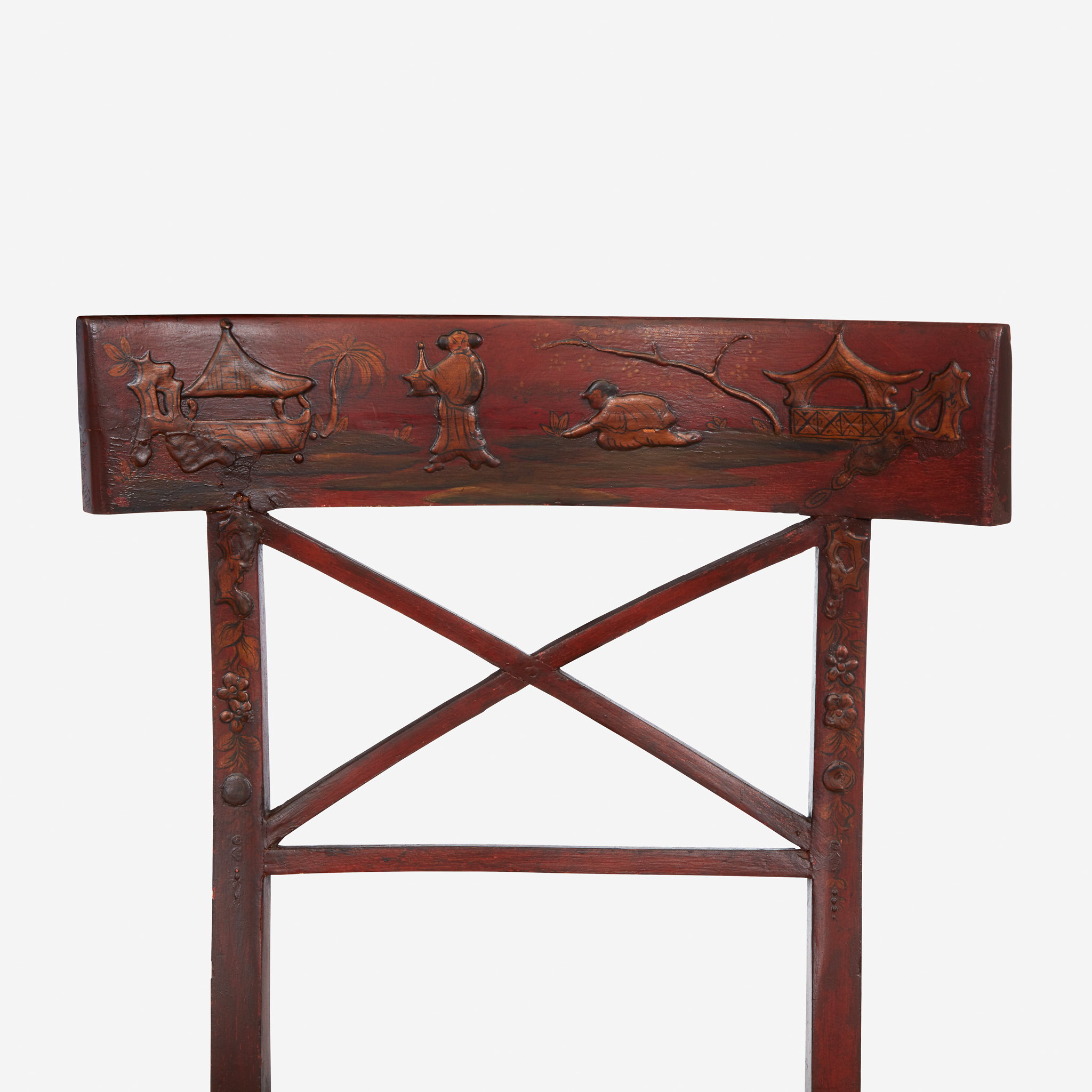 Three Regency chinoiserie red lacquer side chairs, First quarter 19th century - Image 3 of 7