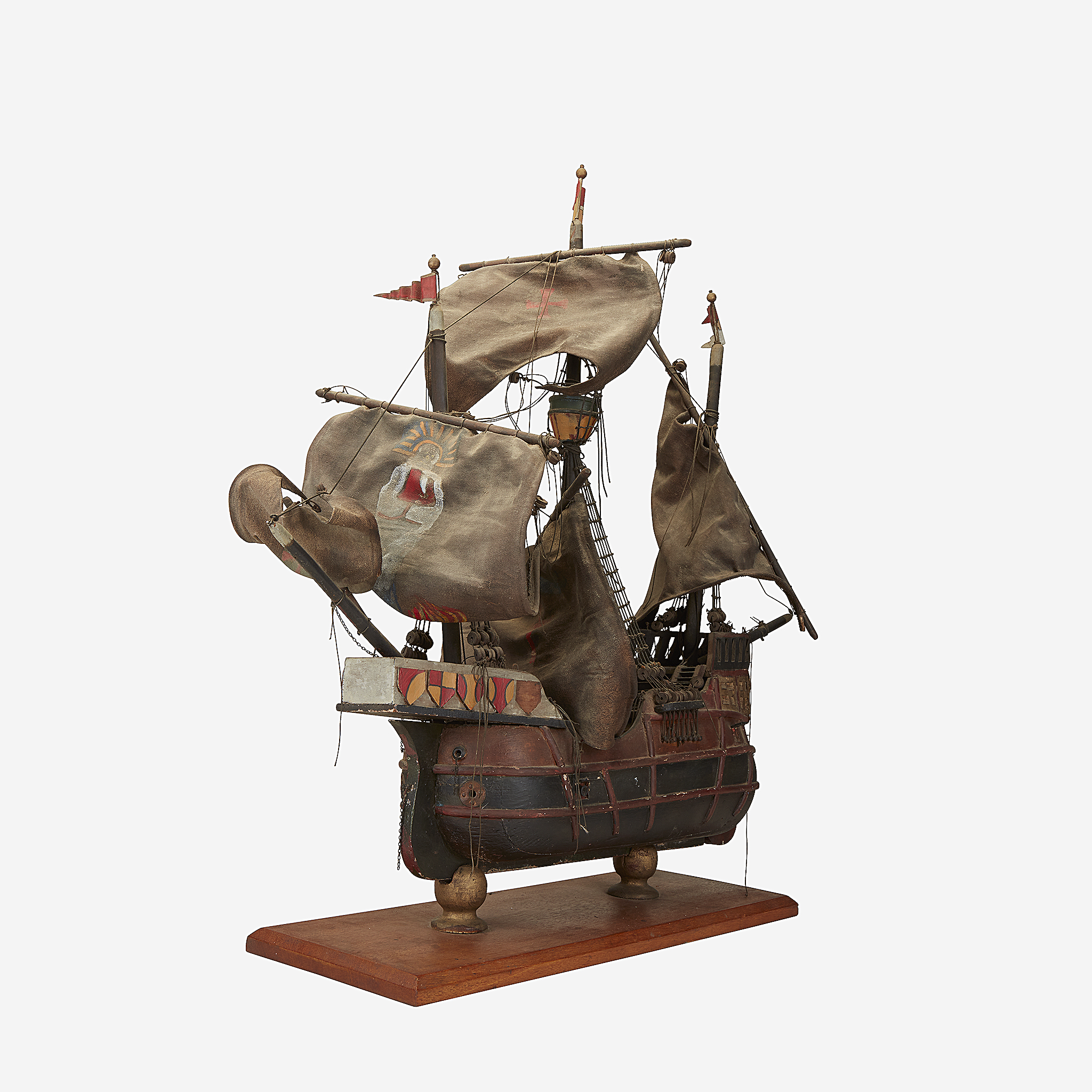 A Spanish polychromed wood ship model, 18th/19th century - Image 2 of 2