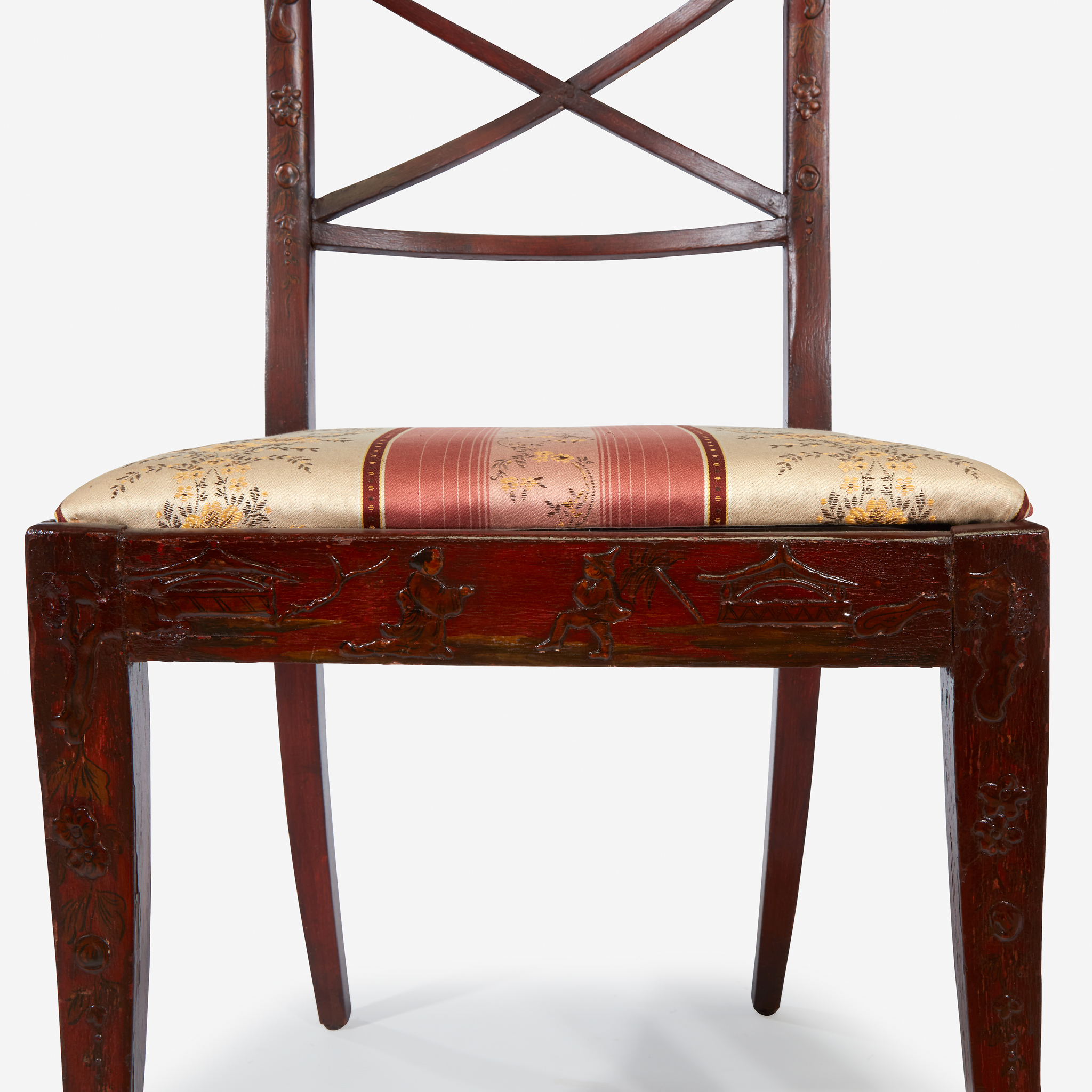 Three Regency chinoiserie red lacquer side chairs, First quarter 19th century - Image 7 of 7