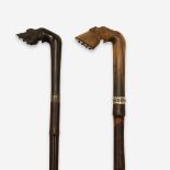 Two horse hoof-form dagger canes, Various dates mid to late 19th century