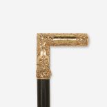 A German 10-karat gold and ebony gentleman's cane, Dated 1889