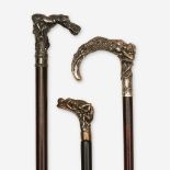 A group of three silver-mounted erotic canes, Various dates 19th/early 20th century