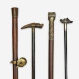 A group of four canes relating to sporting, Various dates 19th/20th century