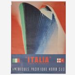 [Posters] [Italy] Patrone, G(iovanni)., "Italia" societa di navigazione Ameriques, Pacifique Nord Su